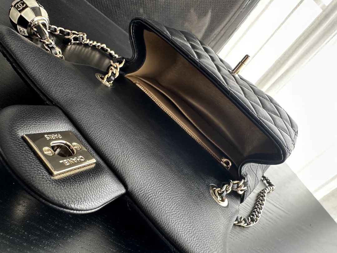 Chanel Black Calfskin Chain Bag