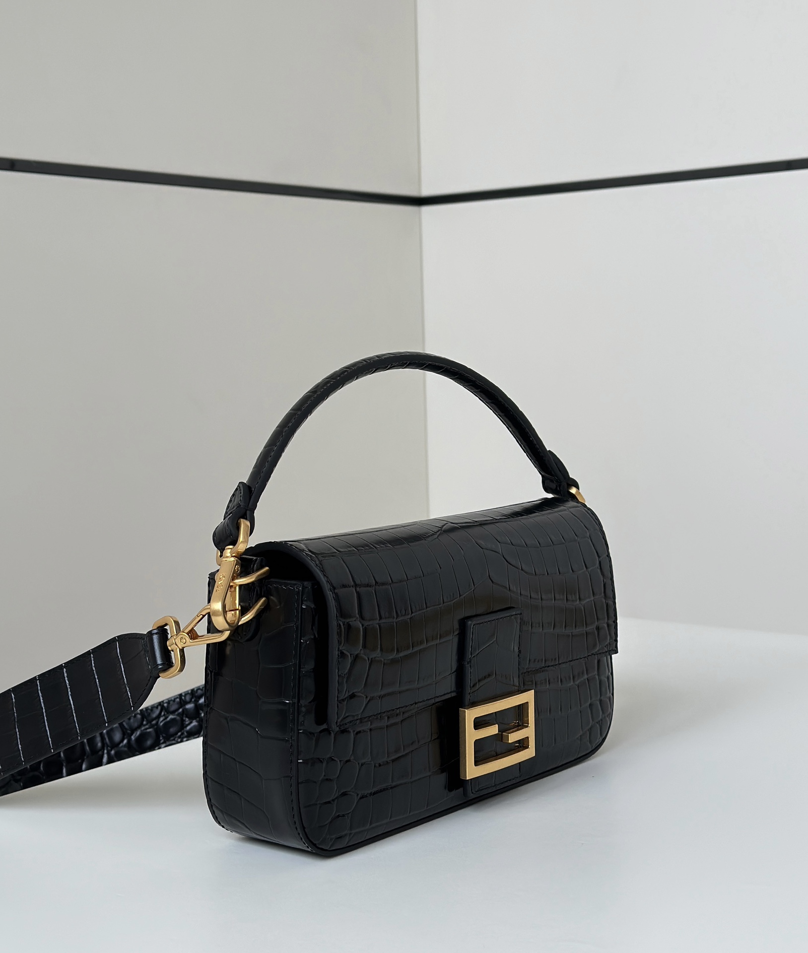 Fendi Baguette Crocodile Leather Handbag