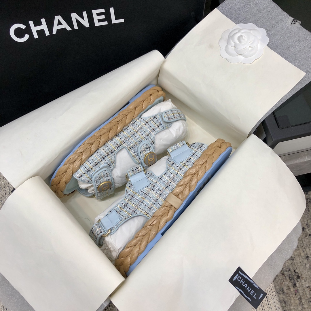 Chanel Woven Velcro Sandals