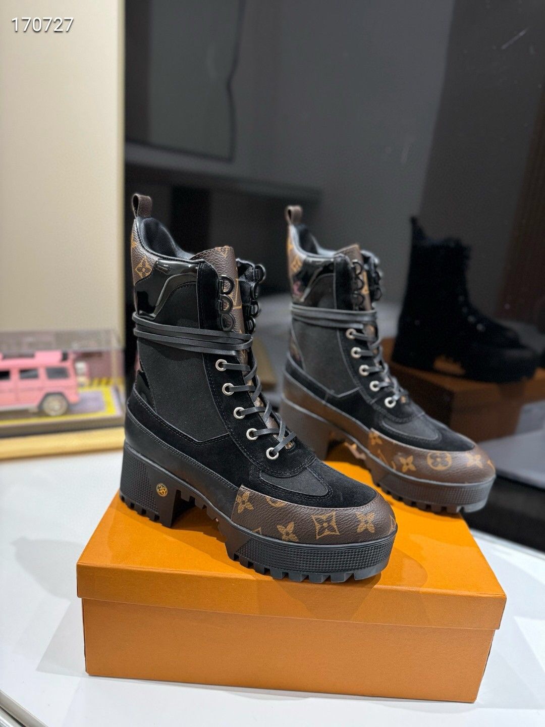Louis Vuitton Monogram Black Chunky Boots