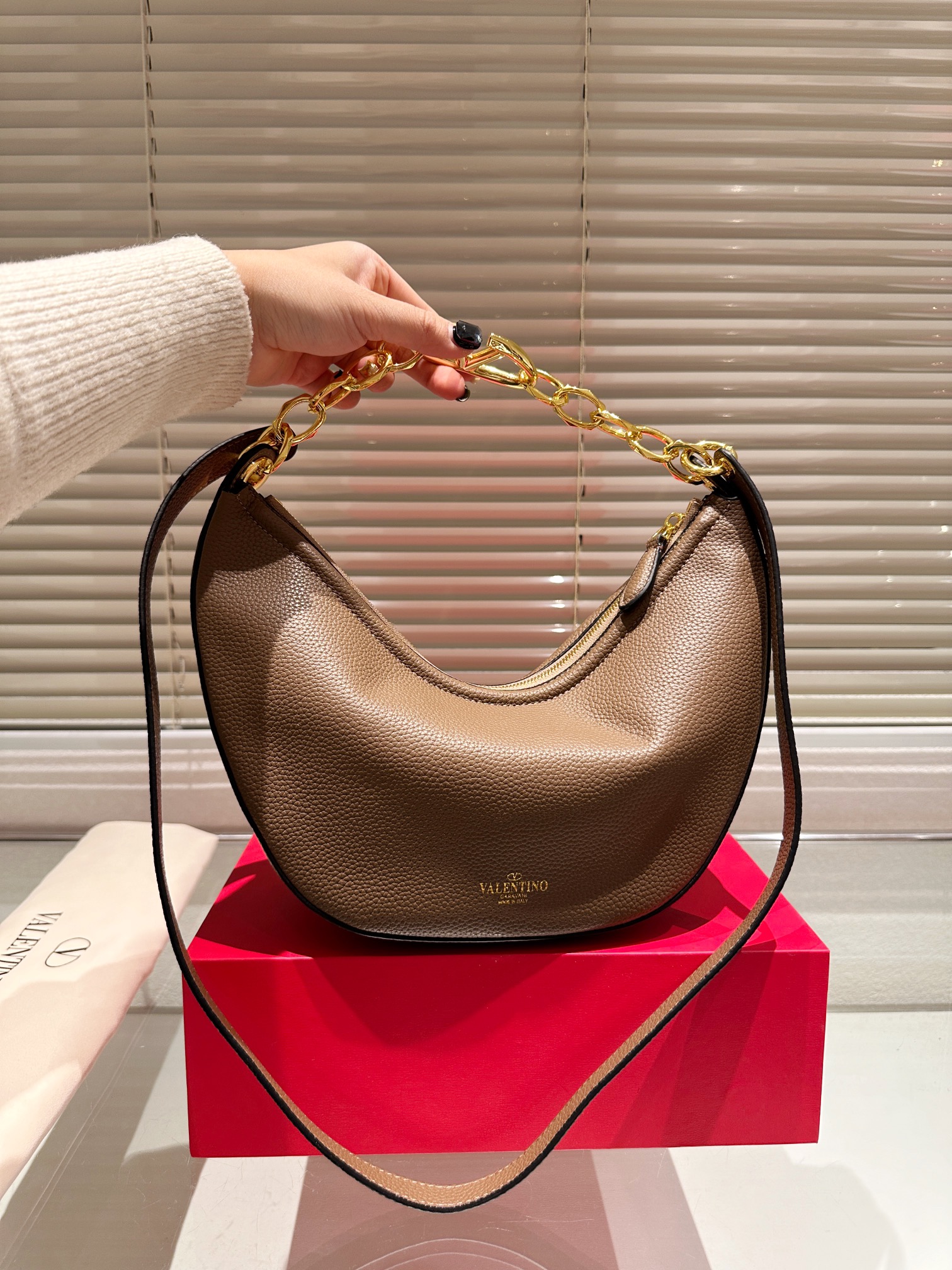 Valentino Smooth Nappa Chain Crossbody/Shoulder Bag