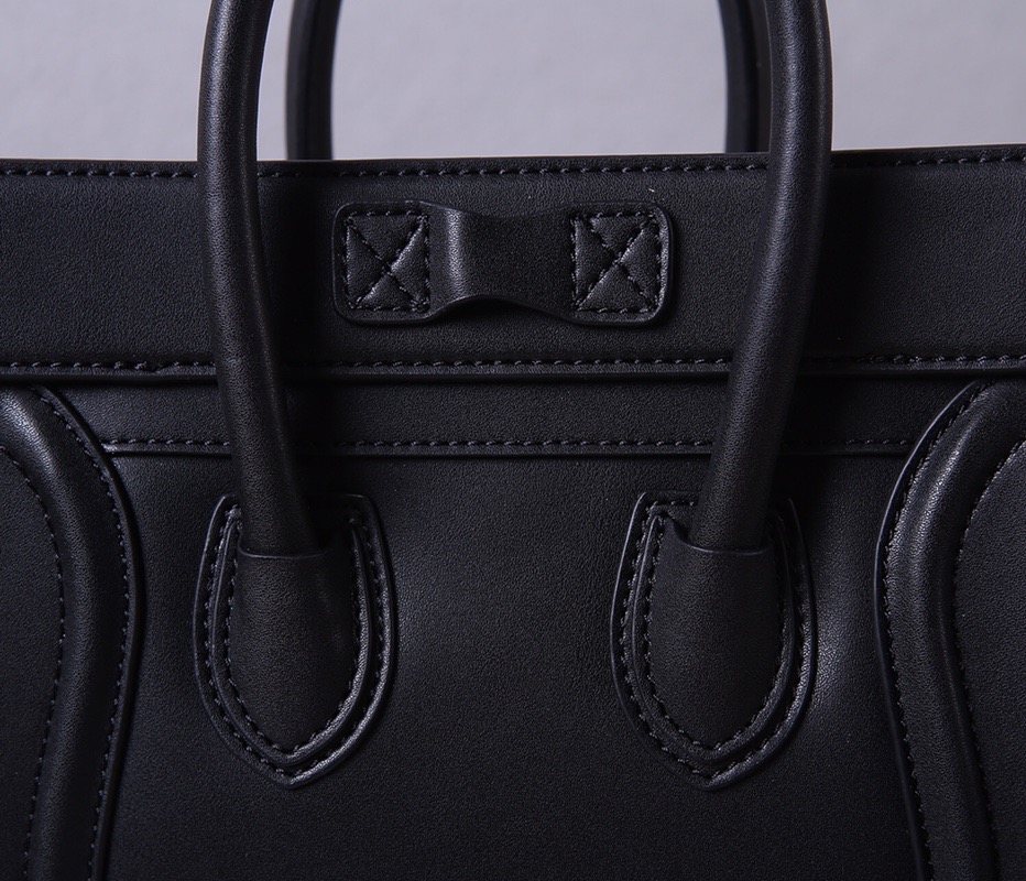 CELINE Leather Handbag with Handle and Shoulder Strap