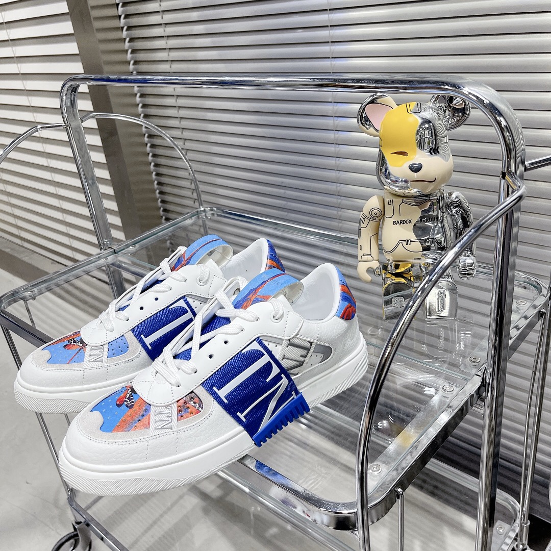 Valentino Women's Embroidered Calfskin Sneakers with Straps