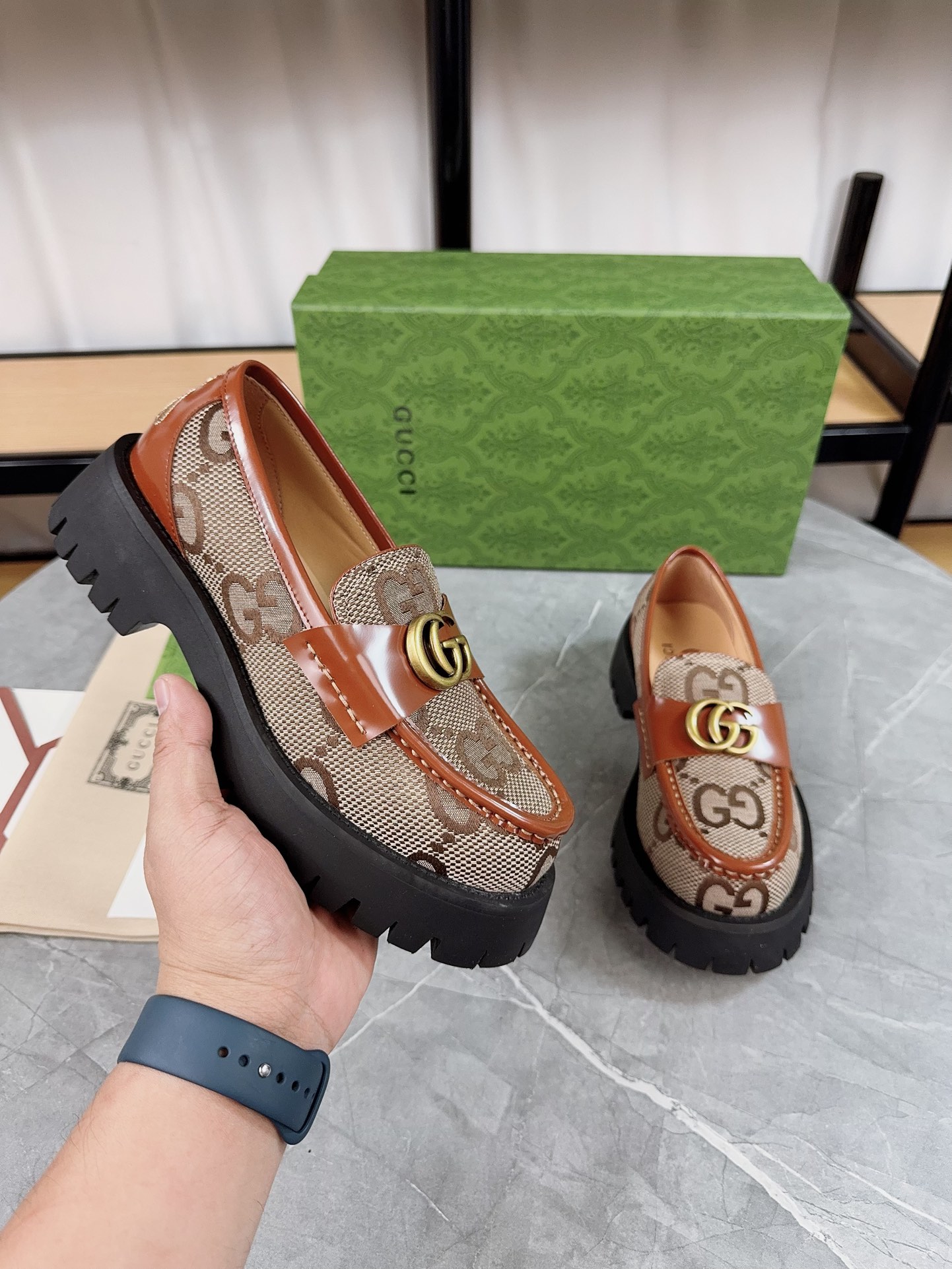 Gucci Thick-Soled Loafer Platform Shoes