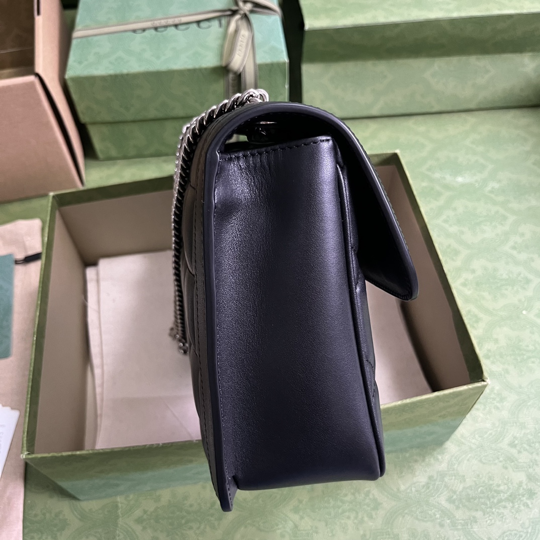 Gucci Crackled Grainy Leather Chain Bag