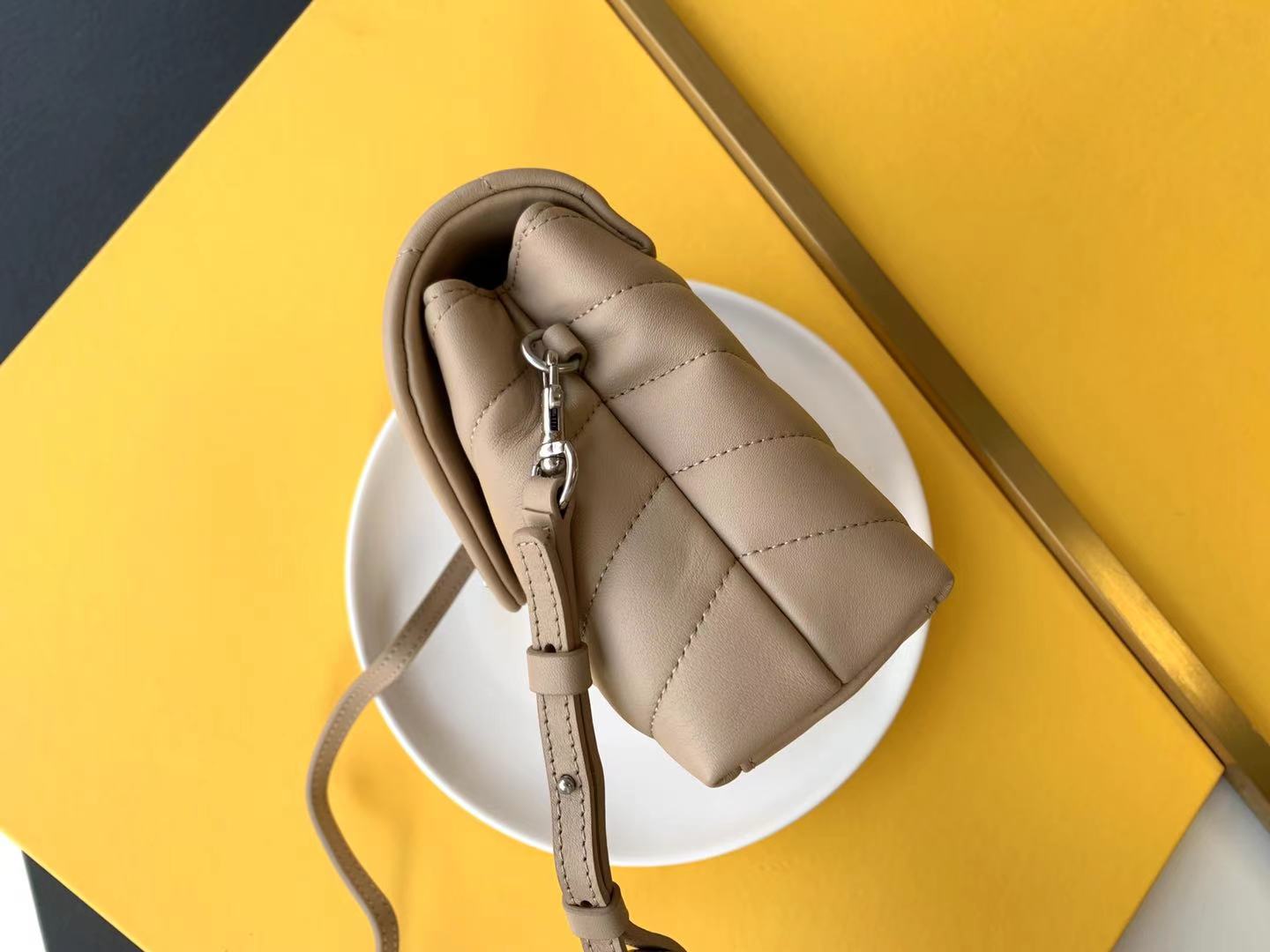 Saint Laurent Paris Beige-Brown Leather Women's Crossbody Bag