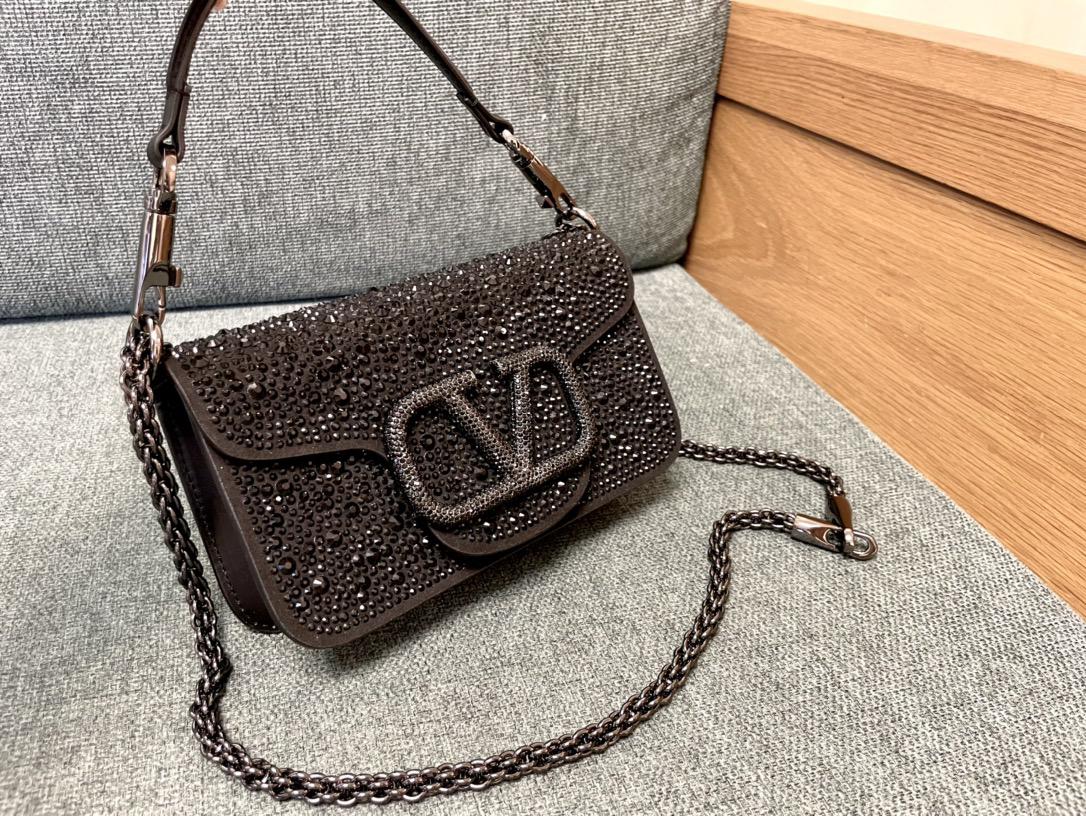 Valentino Calfskin Handbag with Embellished Diamonds
