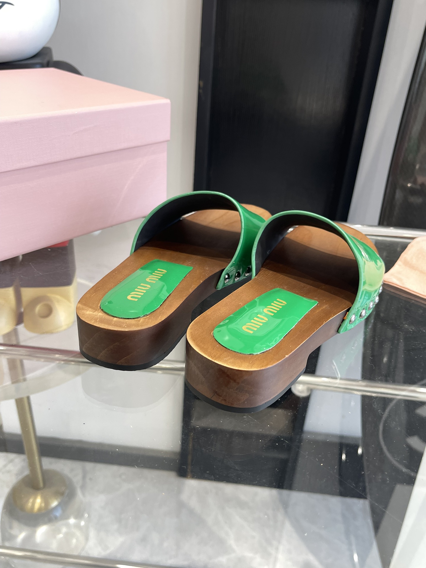 Miu Miu Wooden Sole Slippers