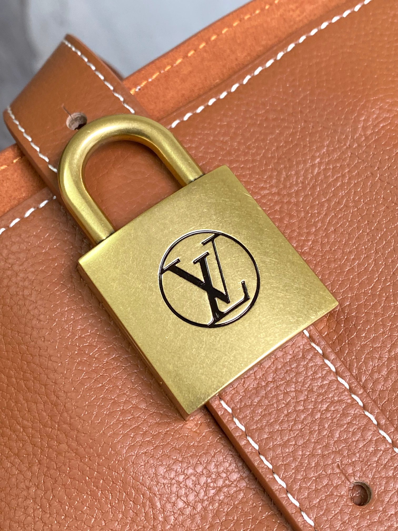 LV Low-Key Hobo Top-Grain Leather Tote Bag