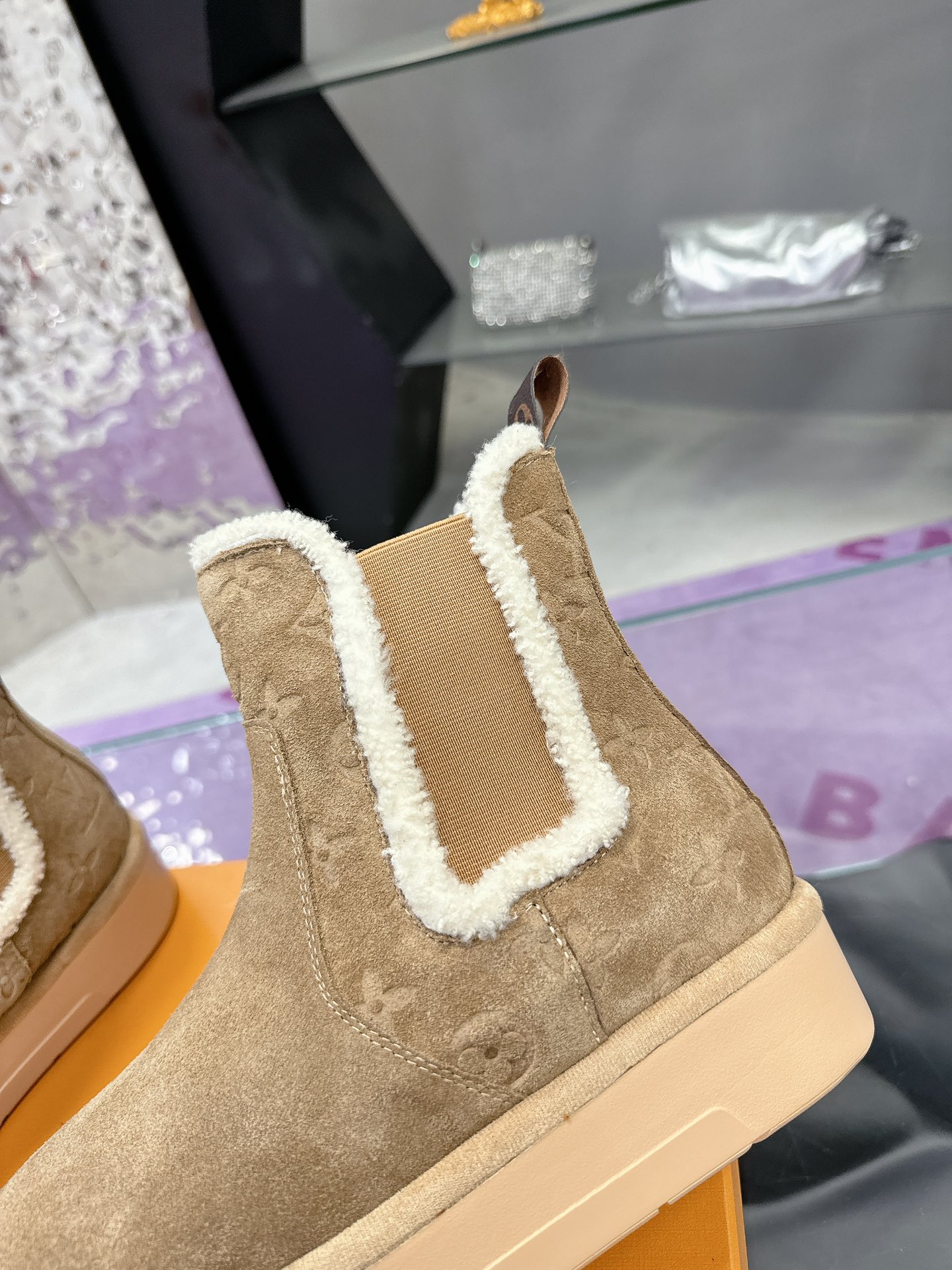 LV Winter Birkenstock-Style Fur Boots