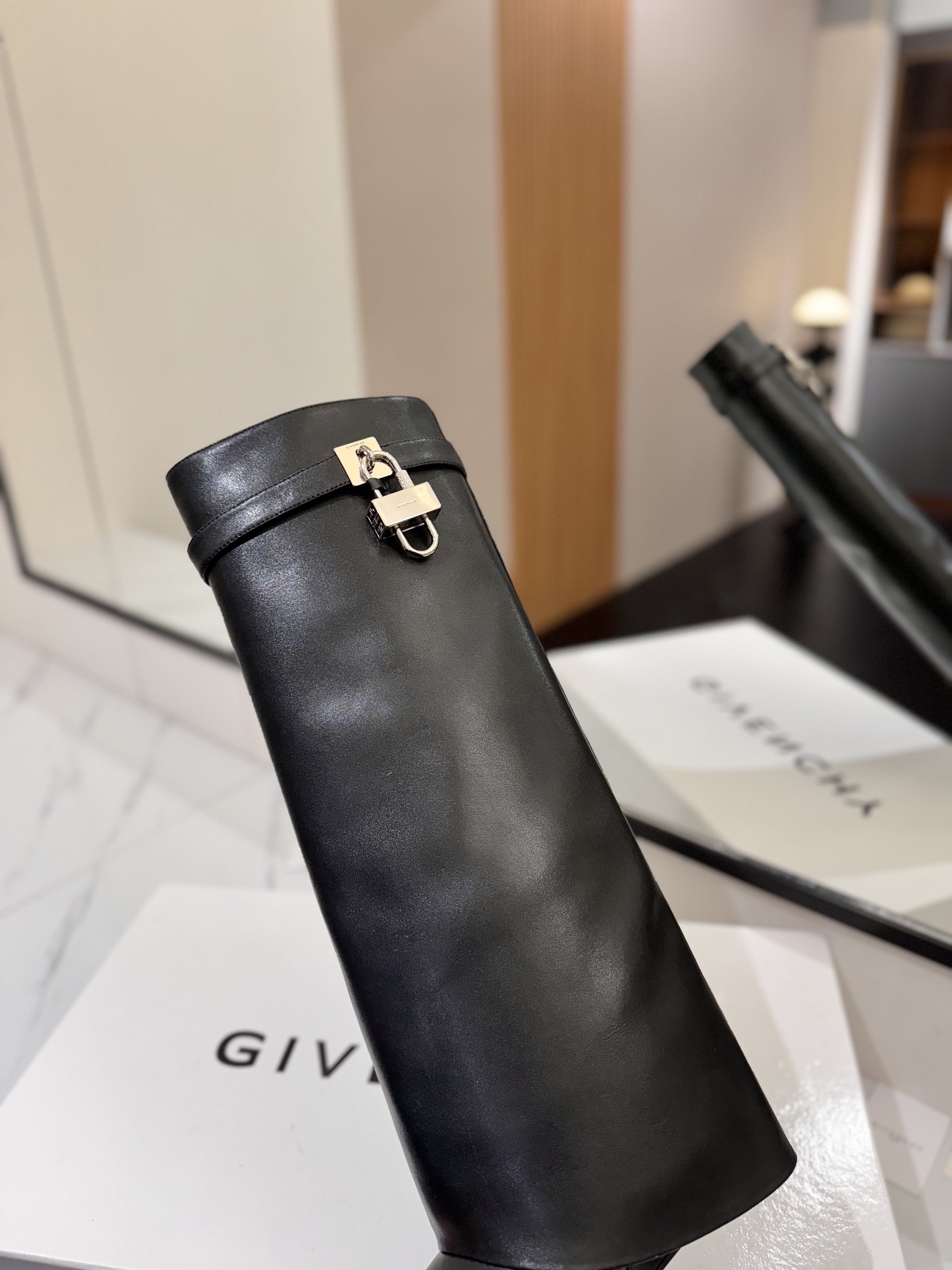 Givenchy Leather Pointed-Toe High-Heeled Long Boots