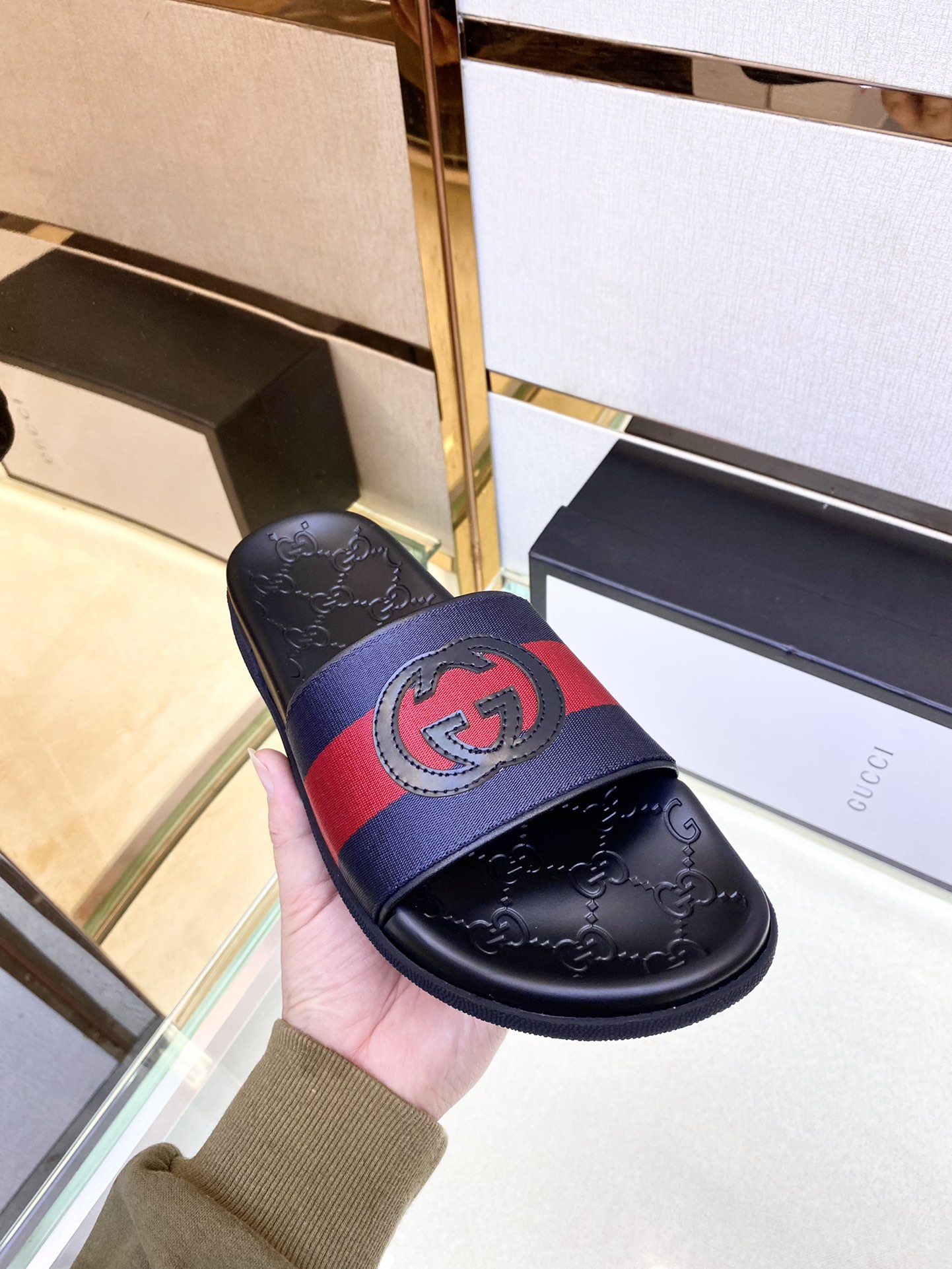 Gucci Vintage Print Flat Slippers