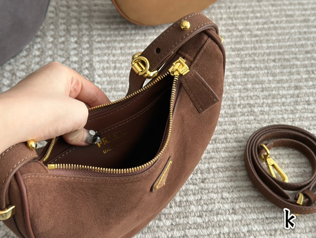 Prada Arqué Velvet Underarm/Shoulder Bag