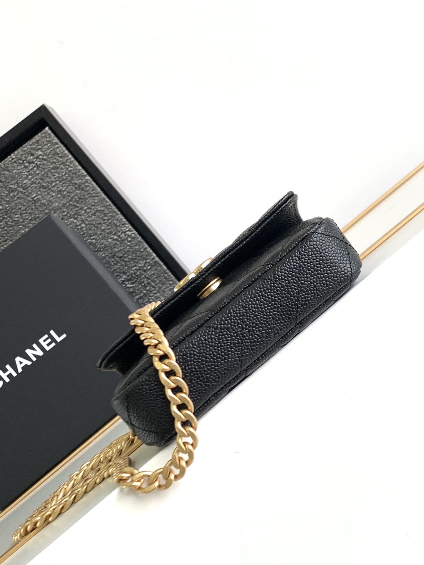 Chanel Classic Black Caviar Leather Single Shoulder Bag