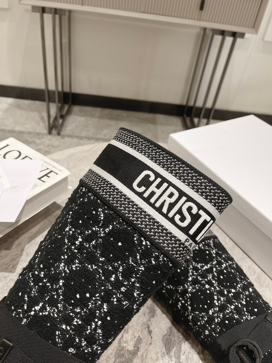 DIOR Christian Embroidered Leather Boots