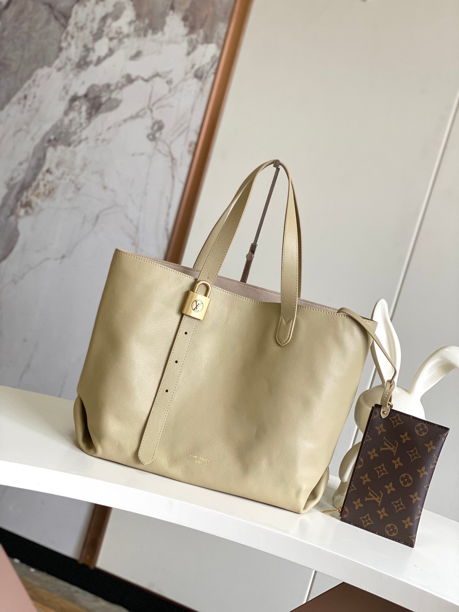 LV Low-Key Hobo Top-Grain Leather Tote Bag