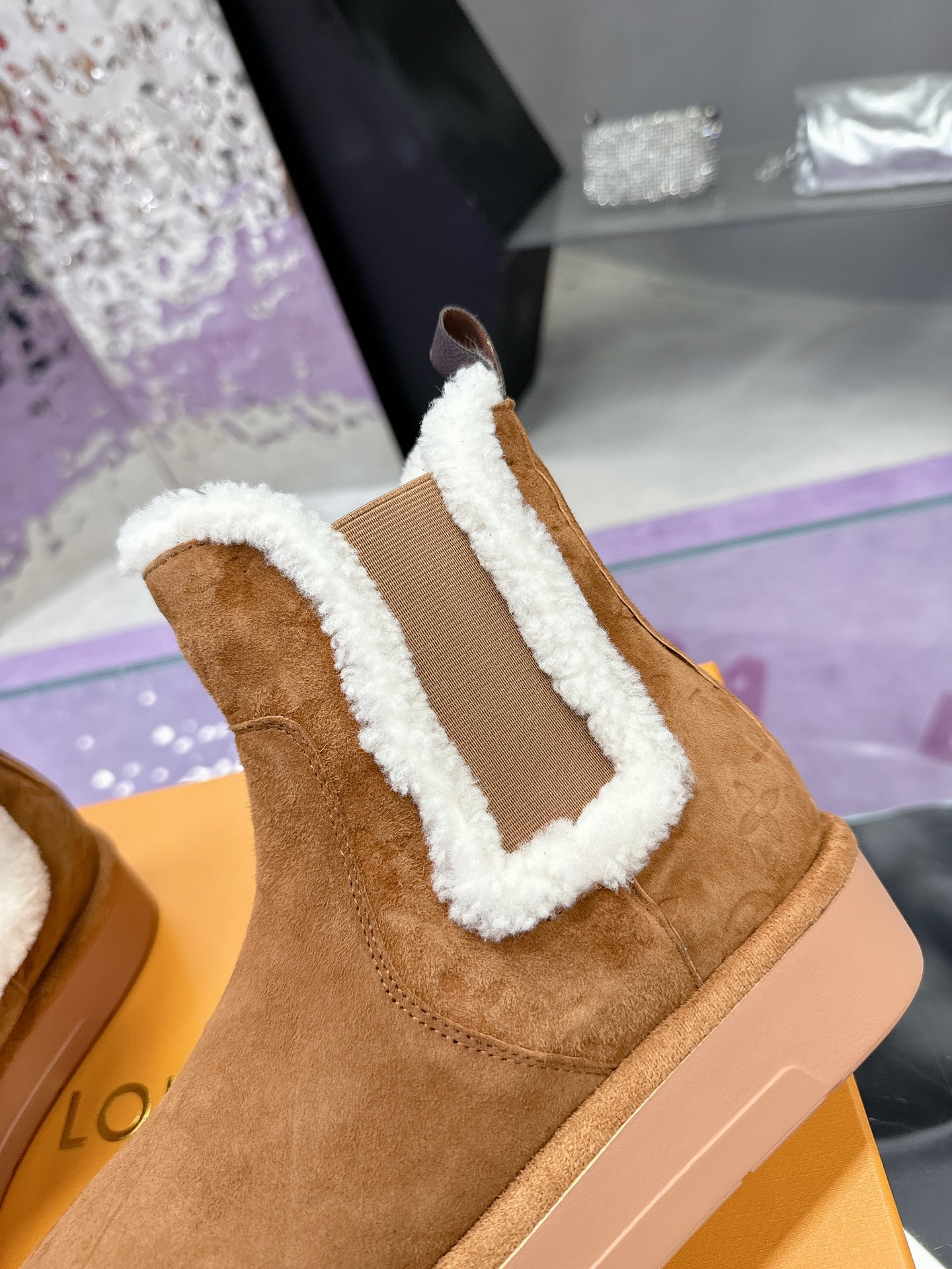 LV Winter Birkenstock-Style Fur Boots
