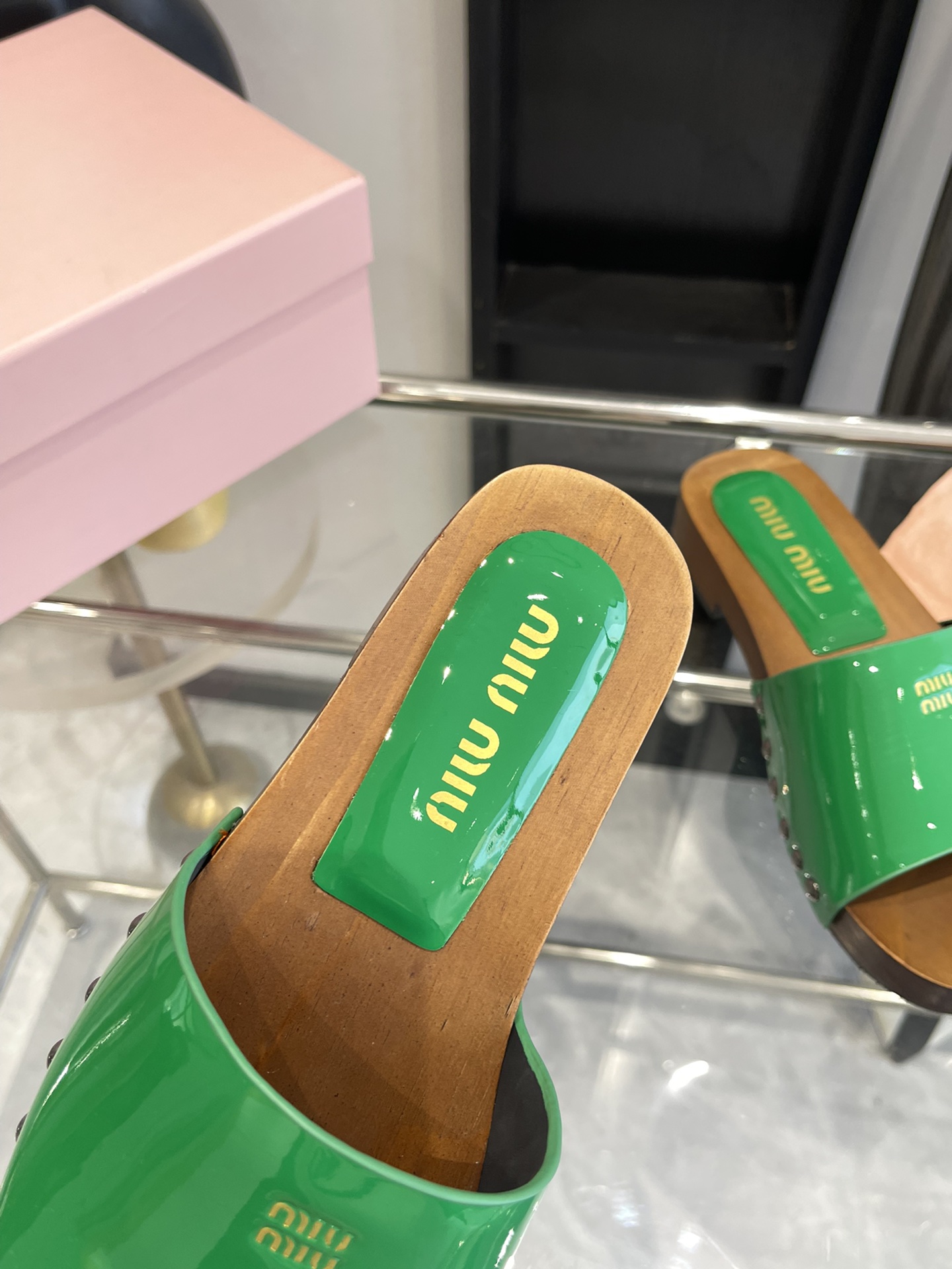 Miu Miu Wooden Sole Slippers