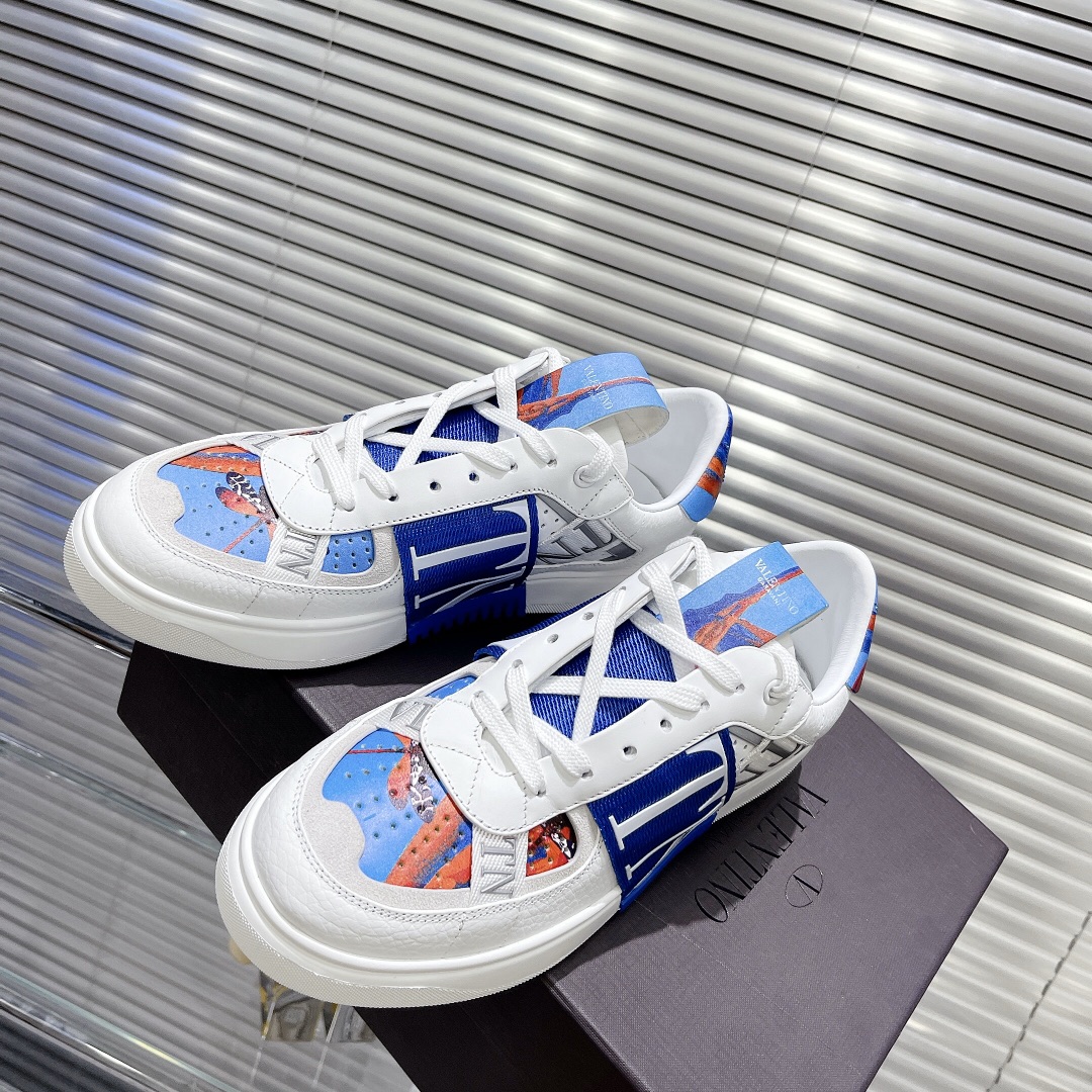 Valentino Women's Embroidered Calfskin Sneakers with Straps