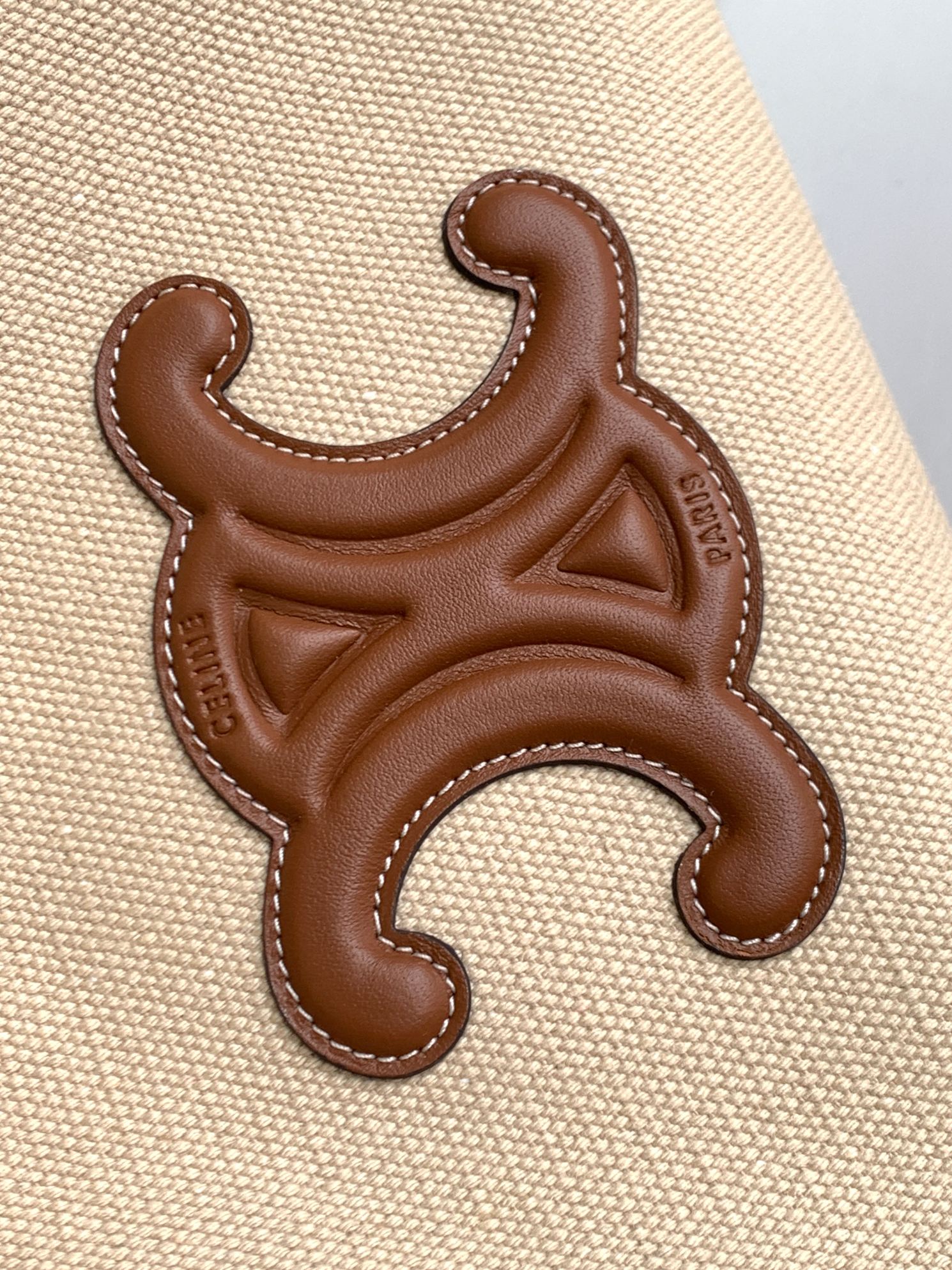 Celine Fabric-Lined Cow Leather Tote Bag