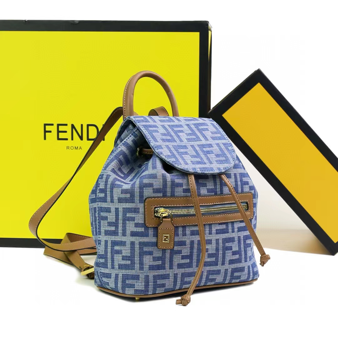 Fendi Denim Flap Backpack