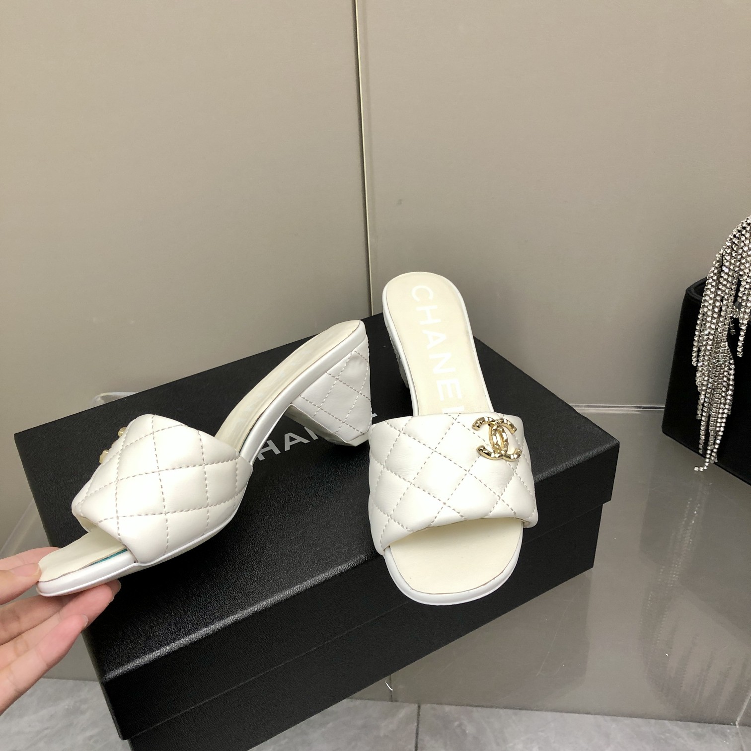Chanel Sheepskin Low-Heel Mule Slippers
