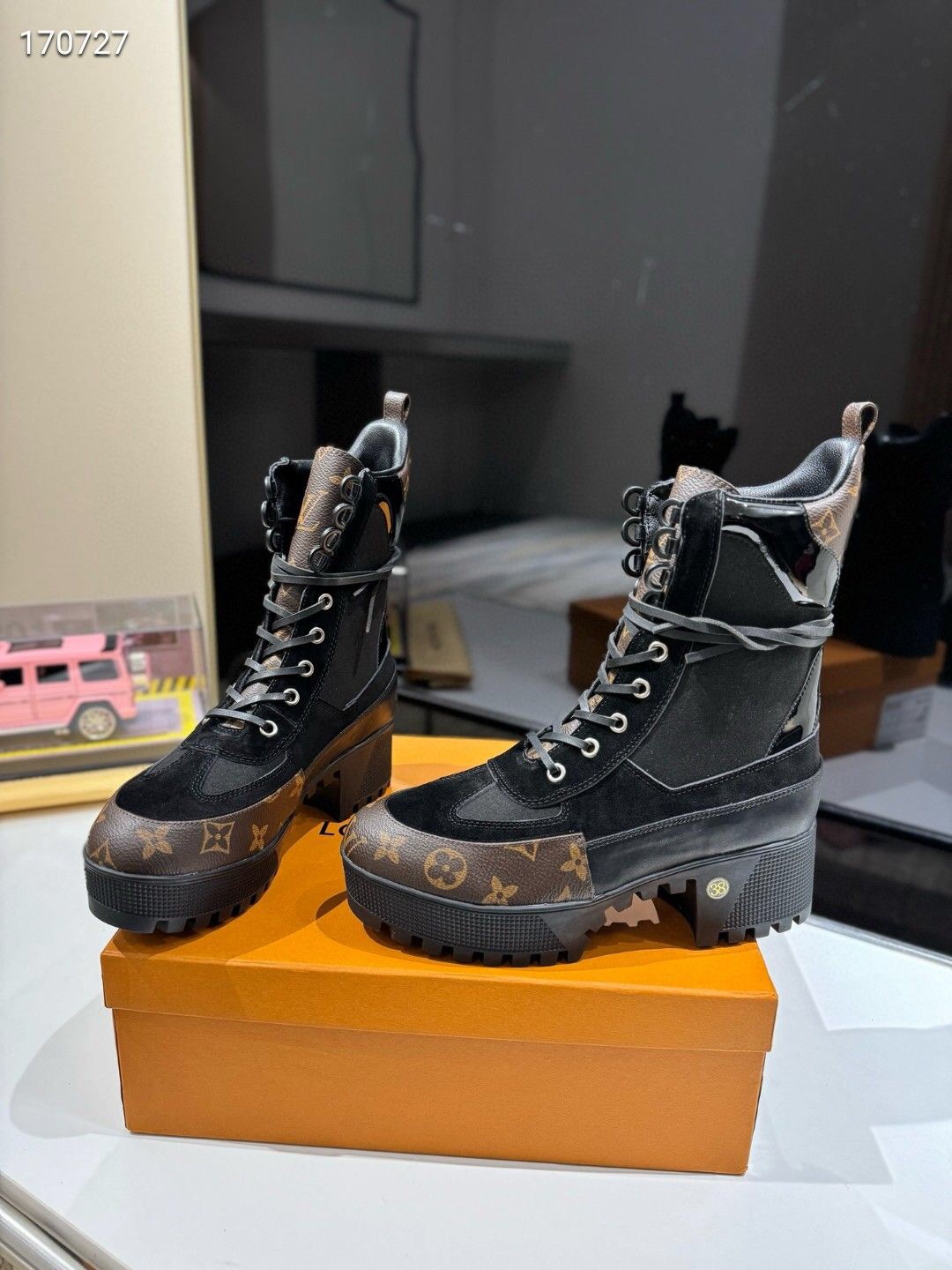 Louis Vuitton Monogram Black Chunky Boots