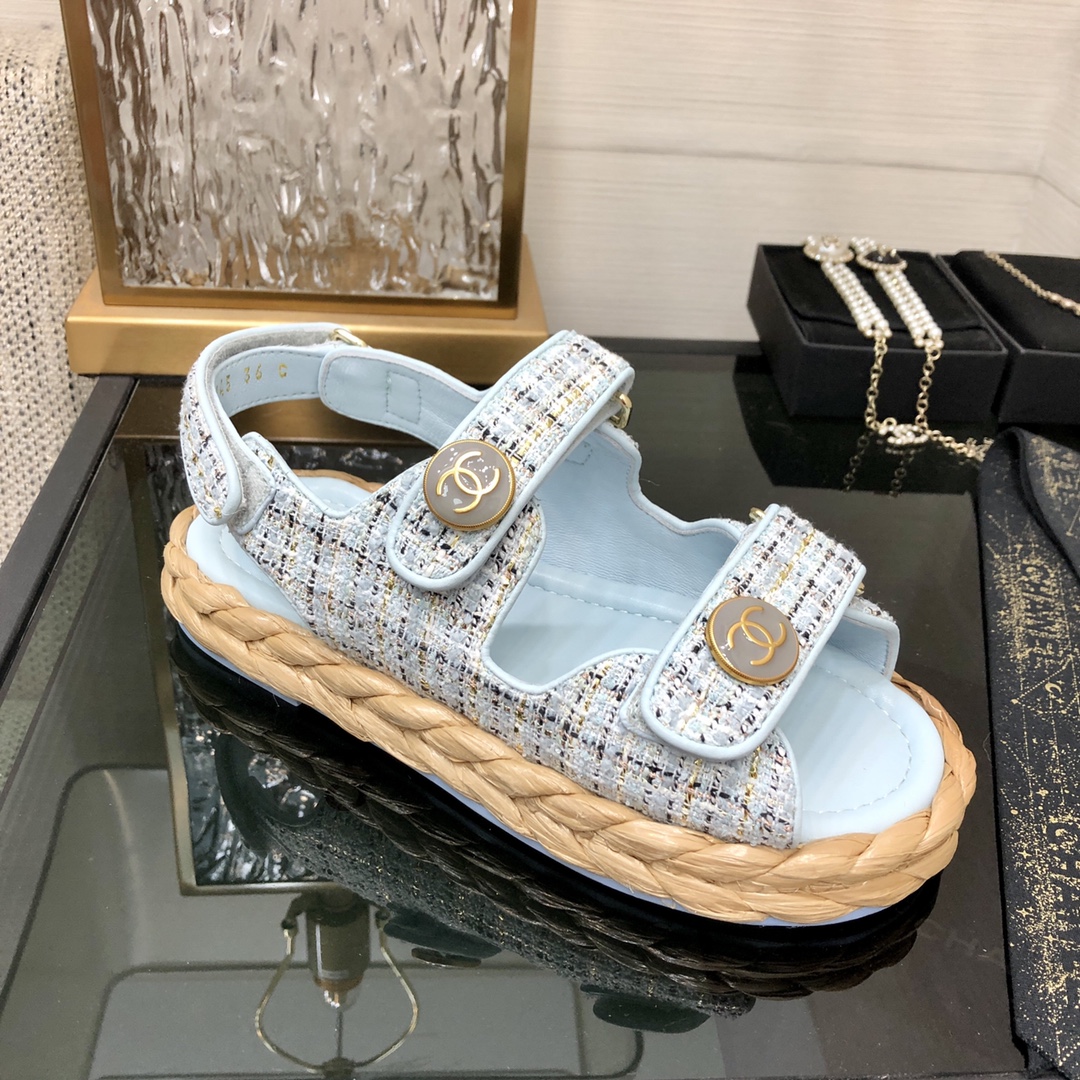 Chanel Woven Velcro Sandals