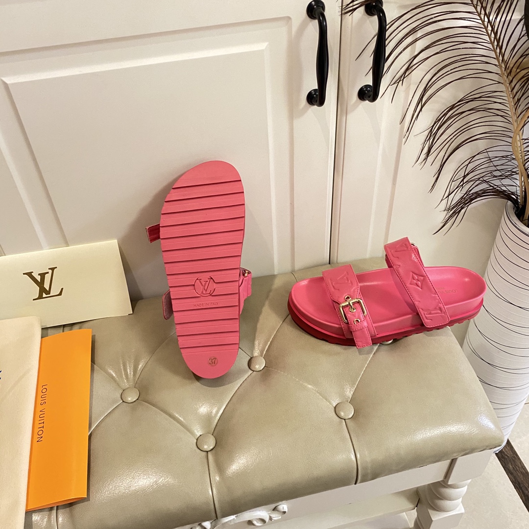 LV Fashionable Classic Versatile Leather Slippers