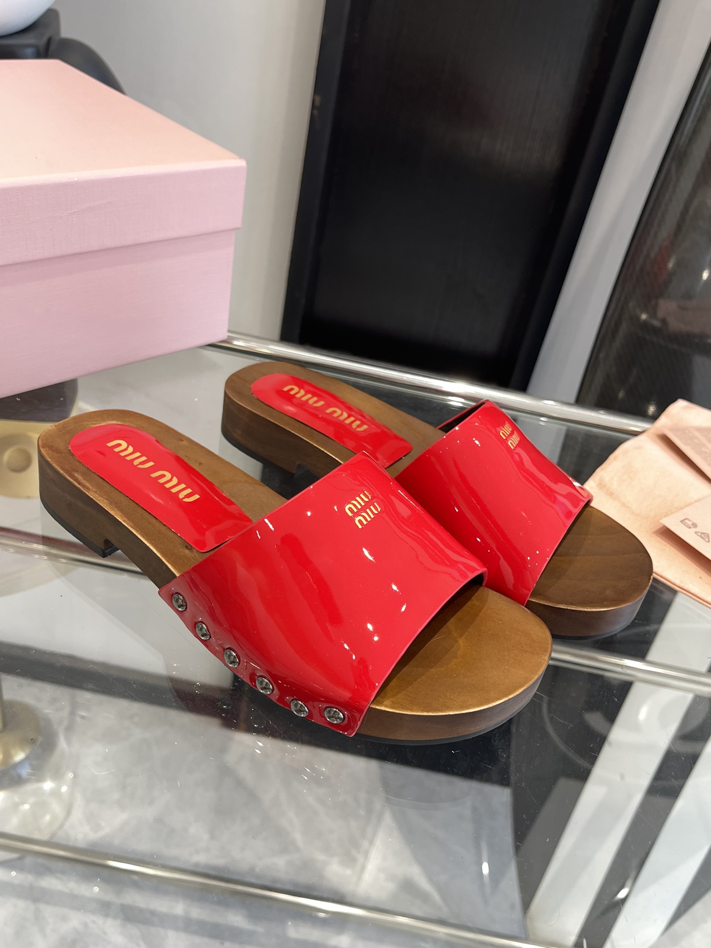 Miu Miu Wooden Sole Slippers