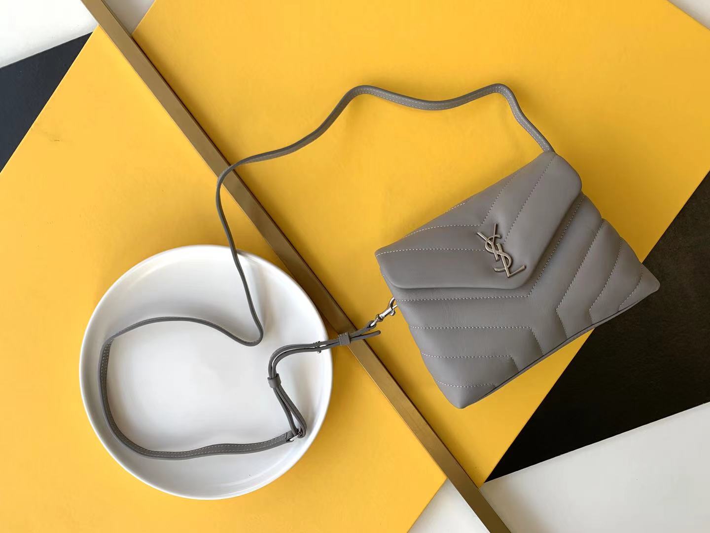 Saint Laurent Paris Grey Leather Women's Crossbody Bag