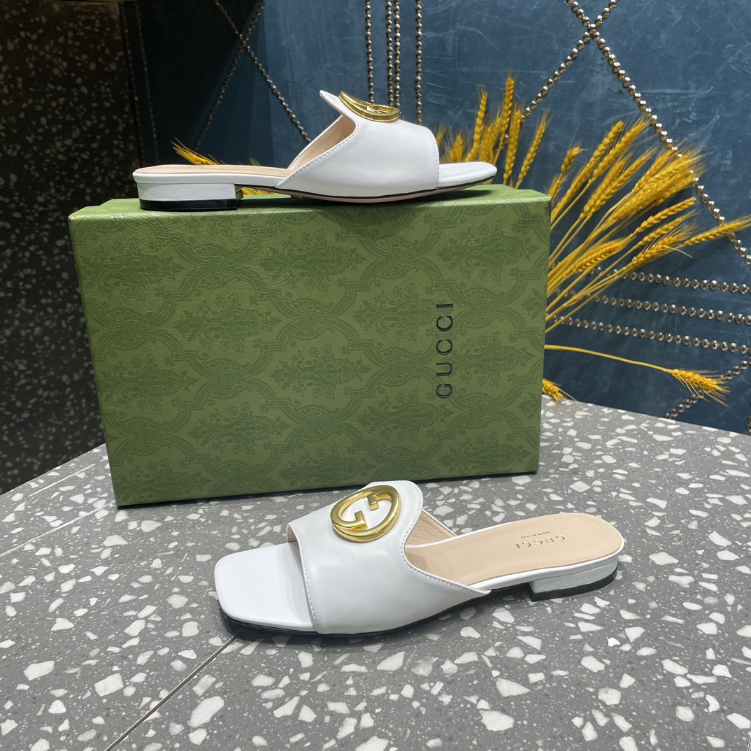 Gucci Square-Toe Flat Slippers