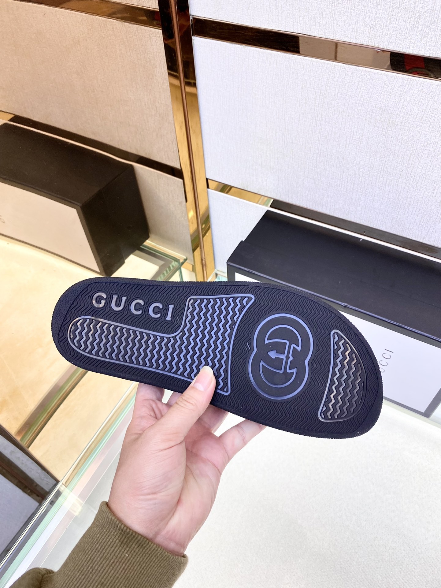 Gucci Vintage Print Flat Slippers