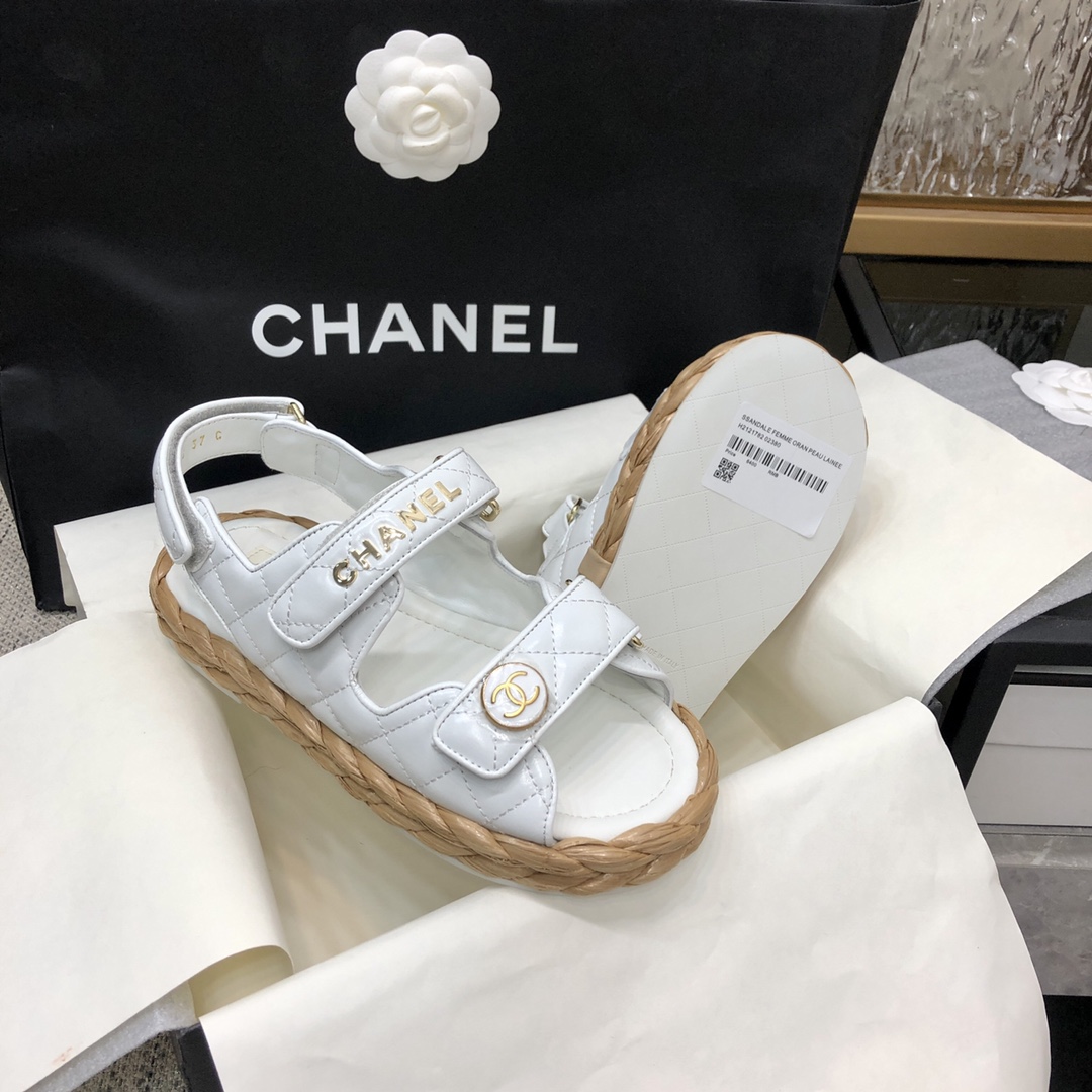 Chanel Original big brand luxury goods 1:1 high-end quality top qualityChanel Woven Velcro Sandals