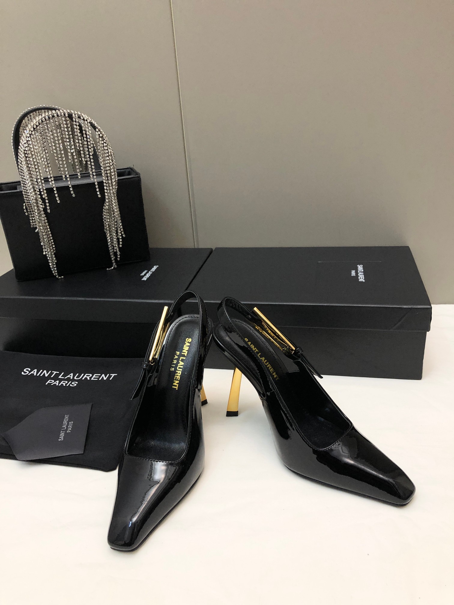 Saint Laurent Small Square-Toe High Heels