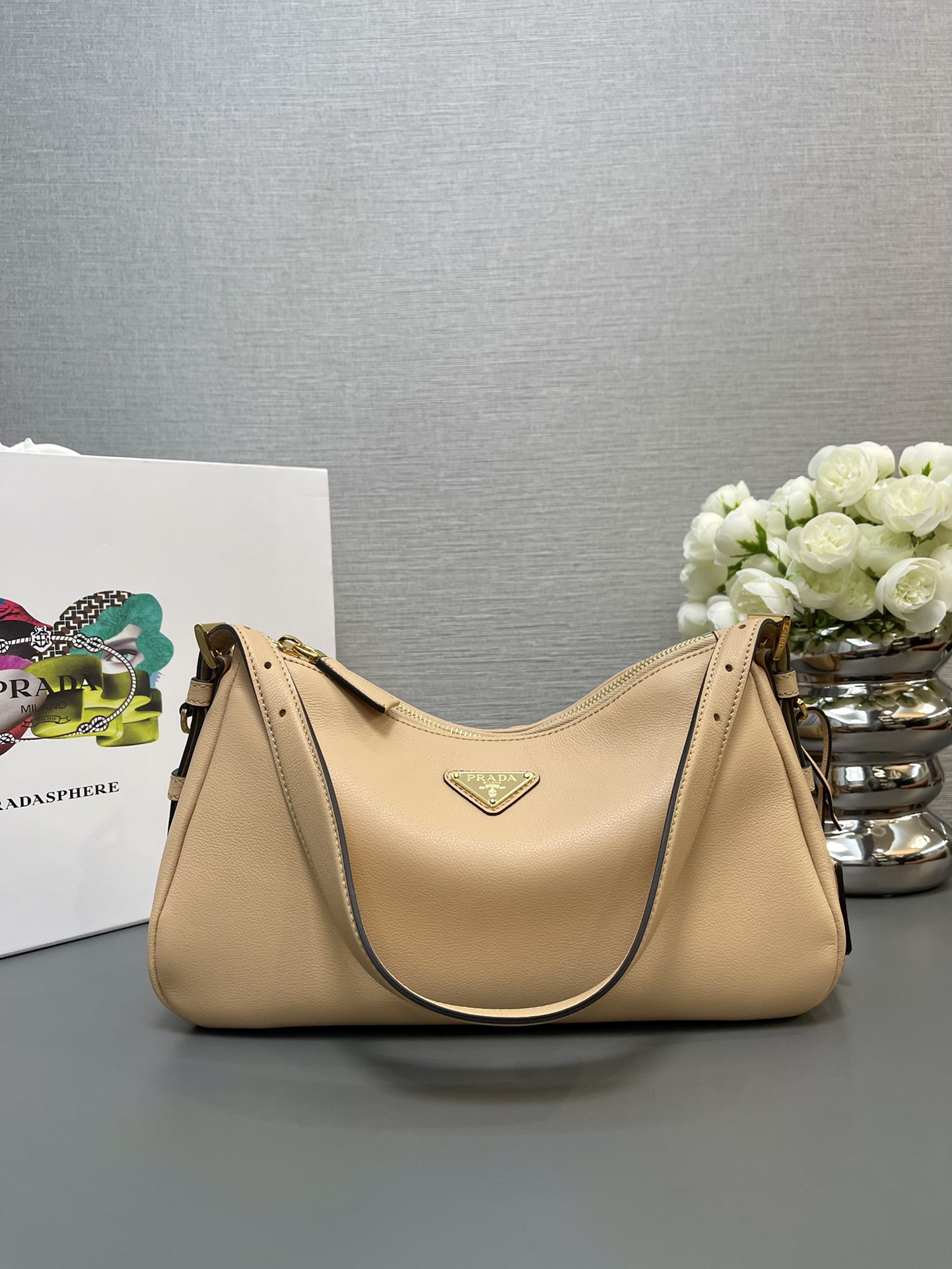 Prada Aimée Medium Leather Shoulder Bag