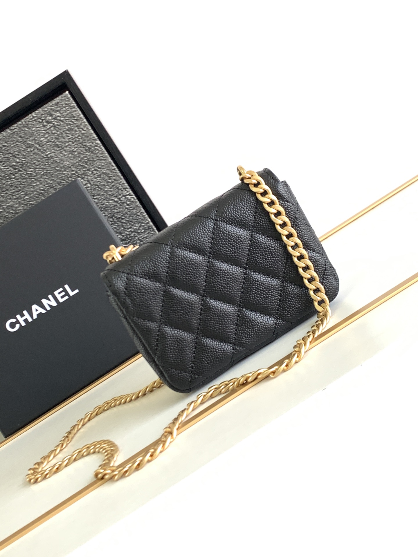 Chanel Classic Black Caviar Leather Single Shoulder Bag