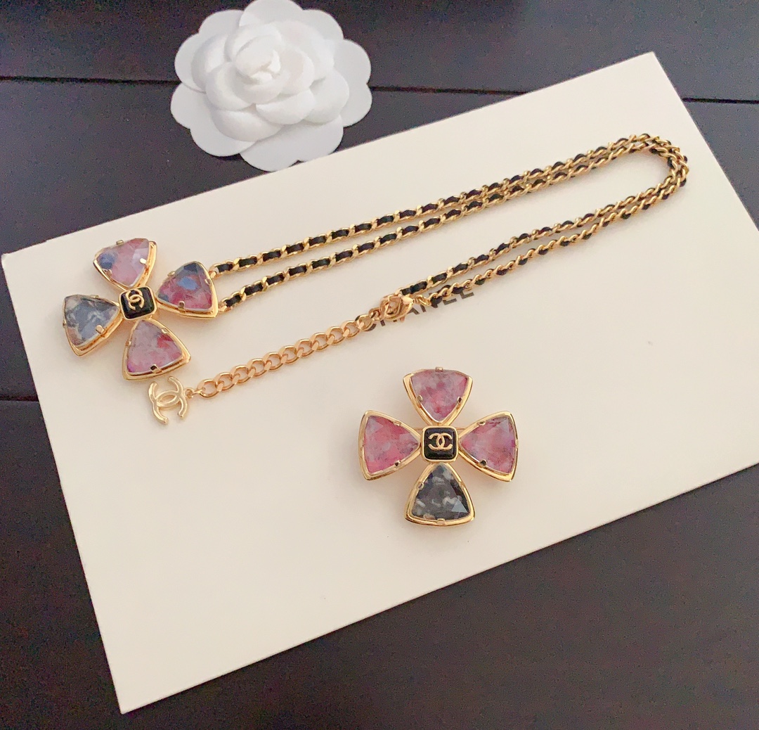 Chanel Resin Black Leather Petal Necklace