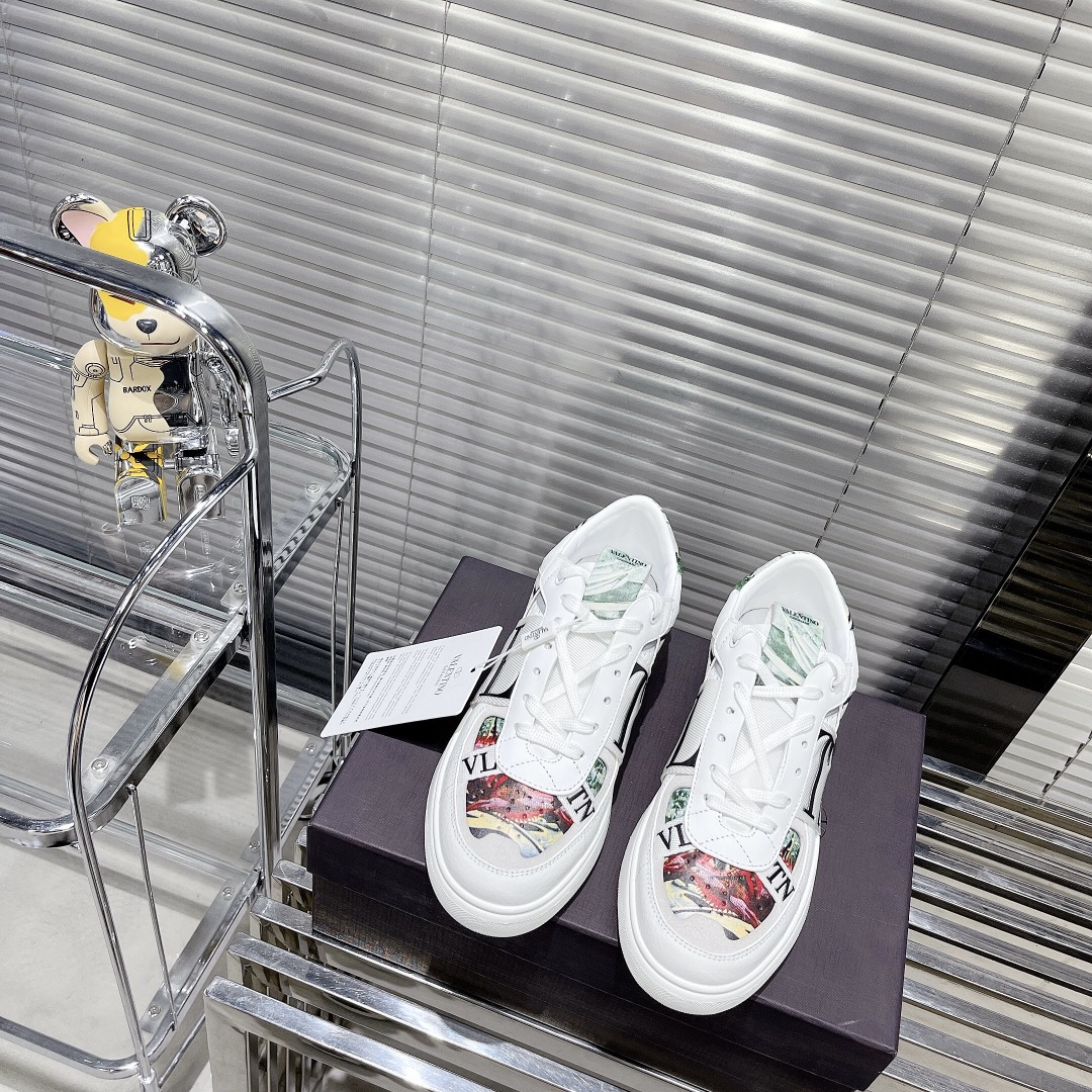 Valentino Women's Embroidered Calfskin Sneakers with Straps