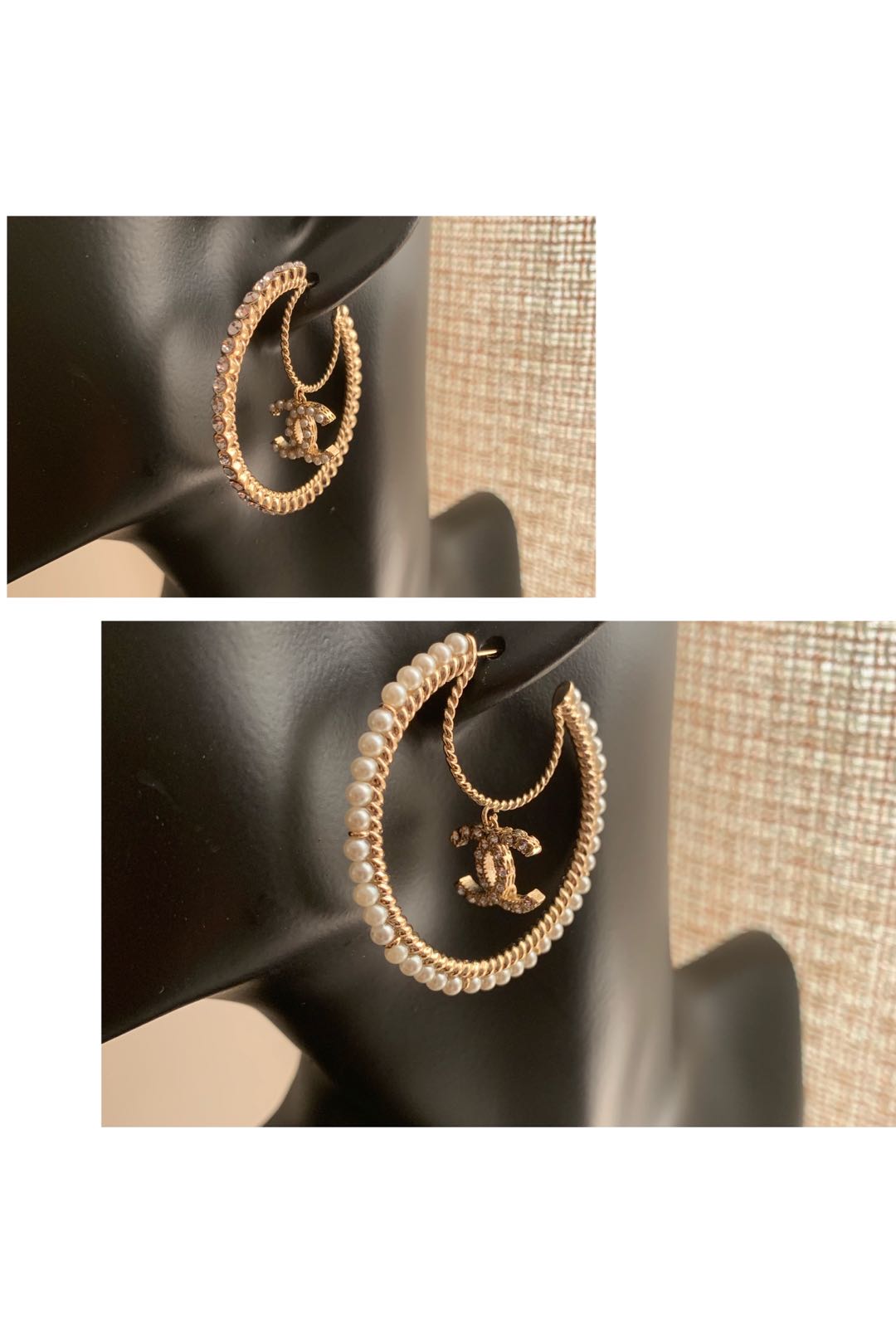 Chanel Pearl Hoop Earrings