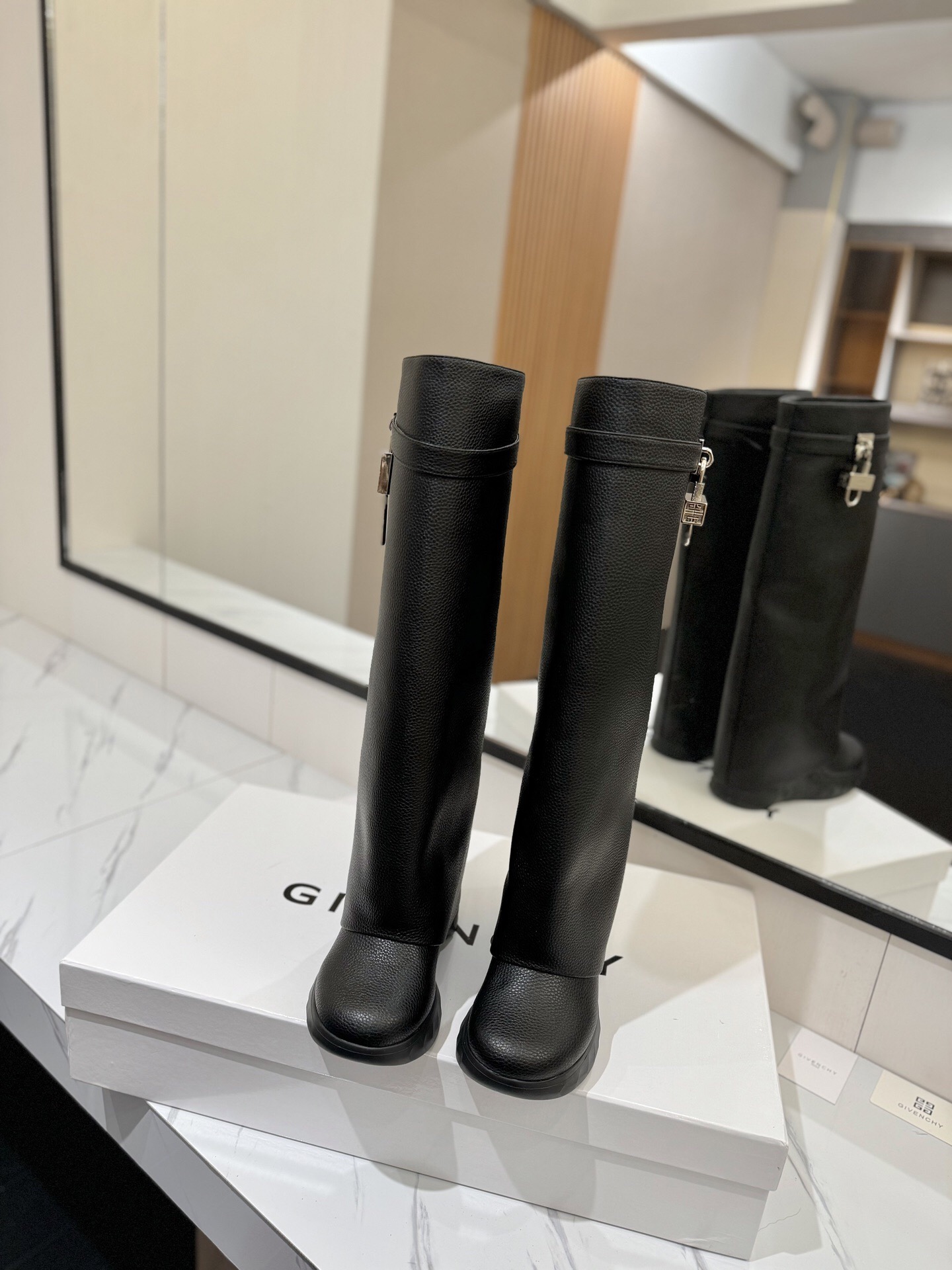 Givenchy Slope Heel Elevated Shark Long Boot