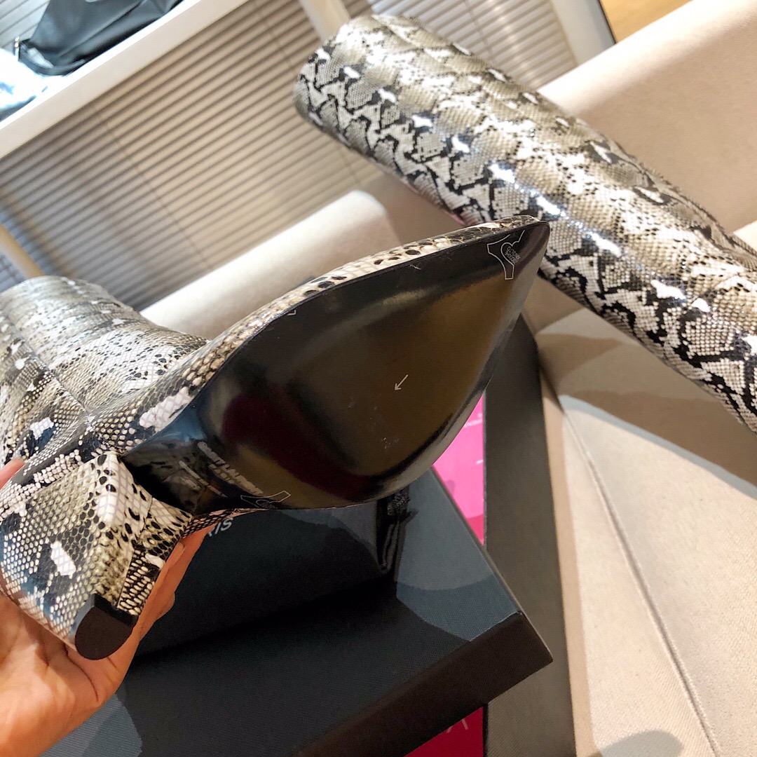 Saint Laurent Snakeskin Pointed-Toe Long Boots