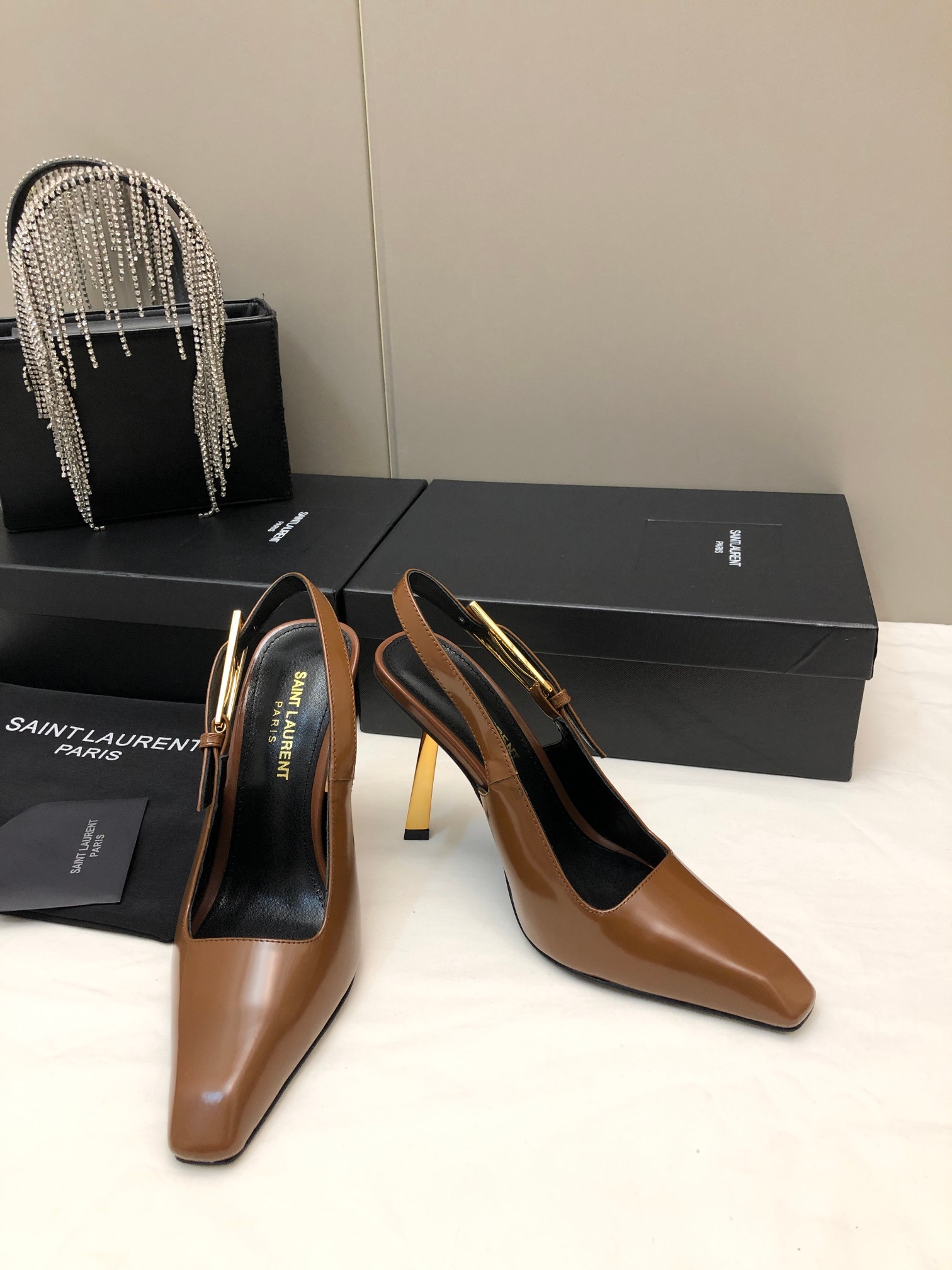 Saint Laurent Small Square-Toe High Heels