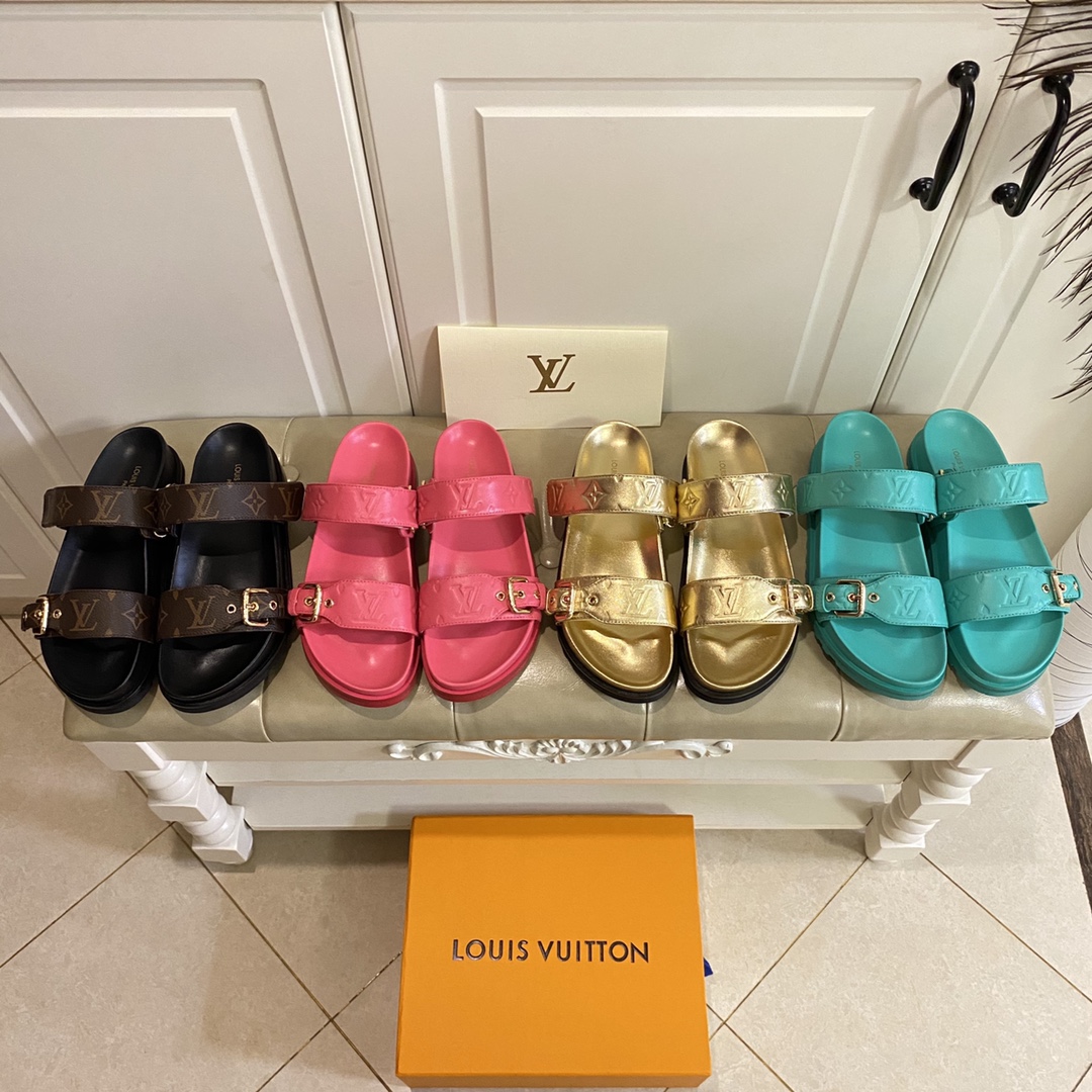 LV Fashionable Classic Versatile Leather Slippers