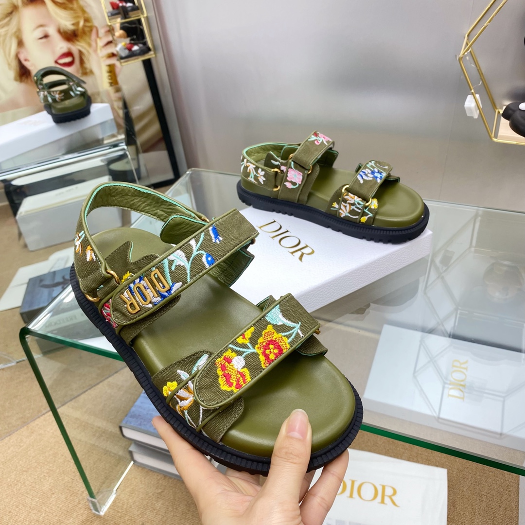 DIOR Embroidered Floral Print Sandals