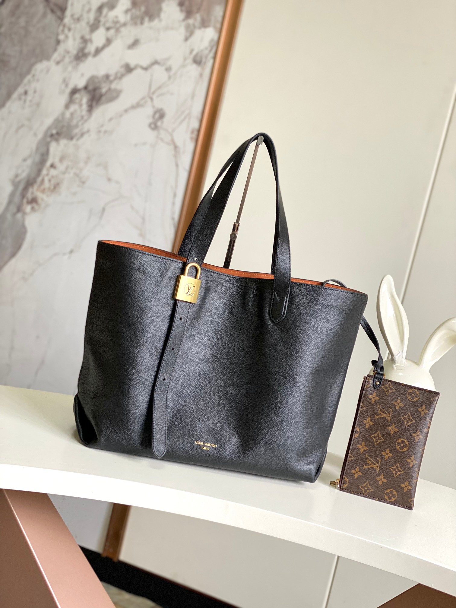 LV Low-Key Hobo Top-Grain Leather Tote Bag