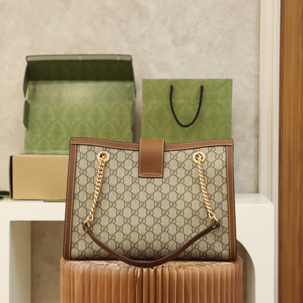 Gucci Classic Vintage-Inspired Leather Large Tote Bag