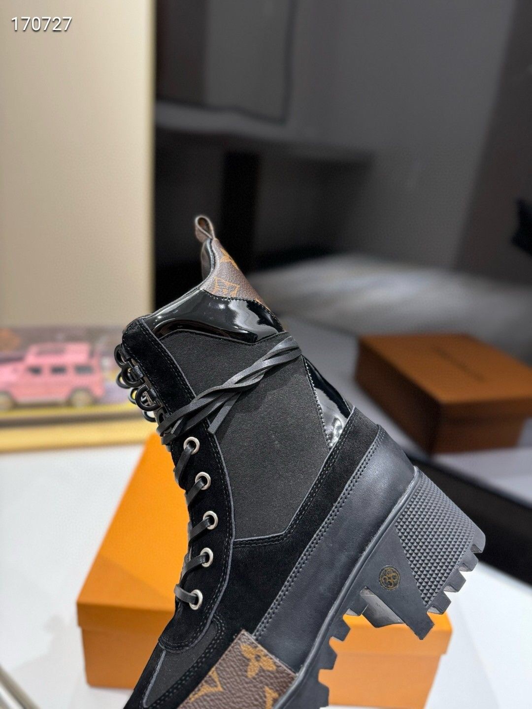 Louis Vuitton Monogram Black Chunky Boots