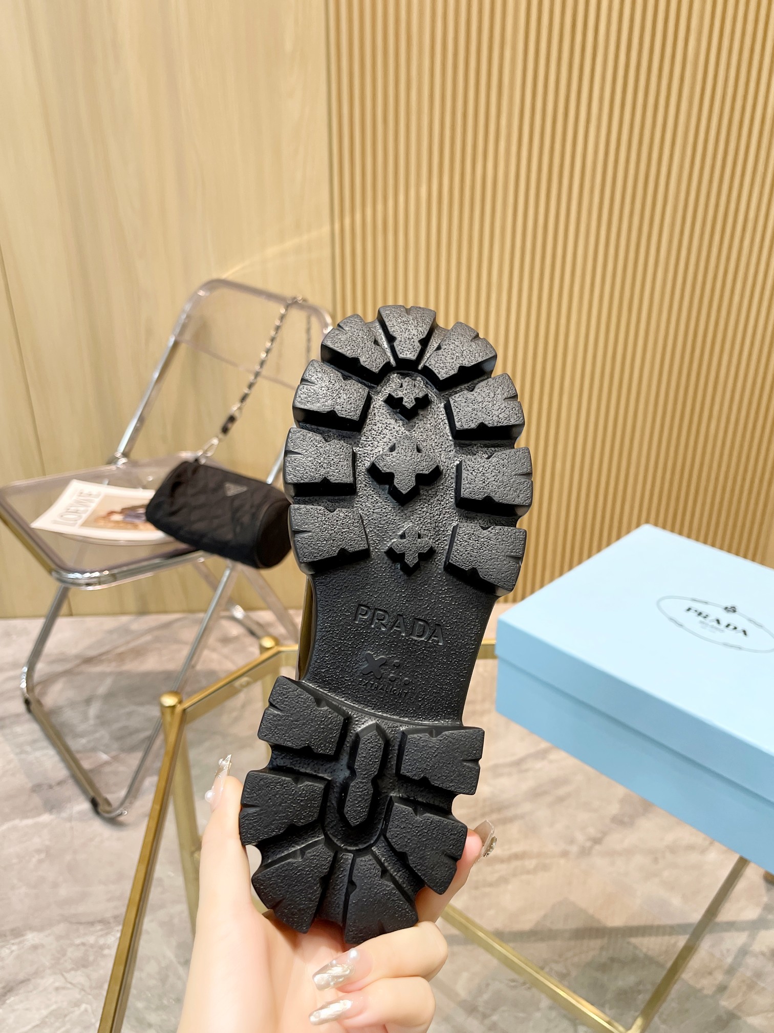 Prada Chunky Heeled Patent Leather Short Boots