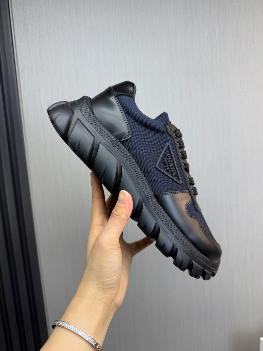 Prada Leather and Mesh Sneakers